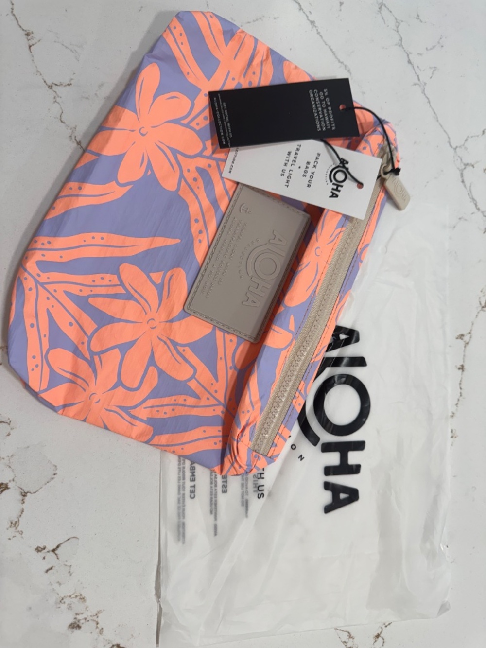 ALOHA Collection Small & Mini Pouch SET Laua'e Periwinkle & Peachy  BNWT - Picture 3 of 6
